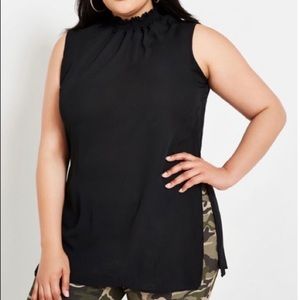 NWT Ashley Stewart Black Mock Neck Tunic